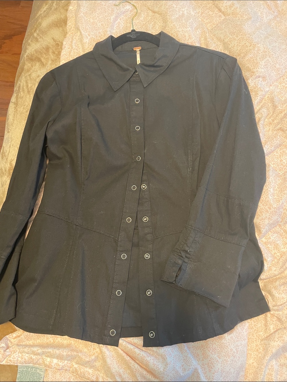 Free people long sleeve black top size medium